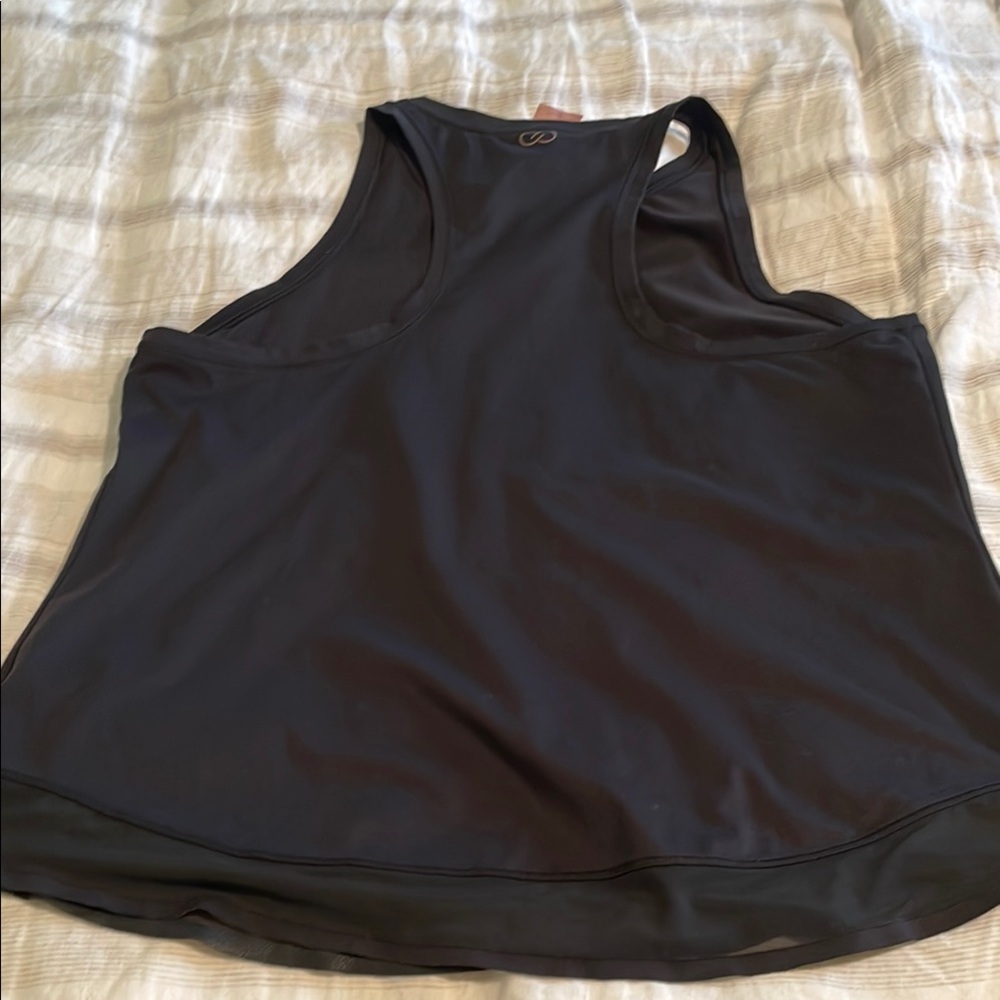 Calia Black Sleeveless Women's Tank with mesh detail at hem size Large - Picture 4 of 4